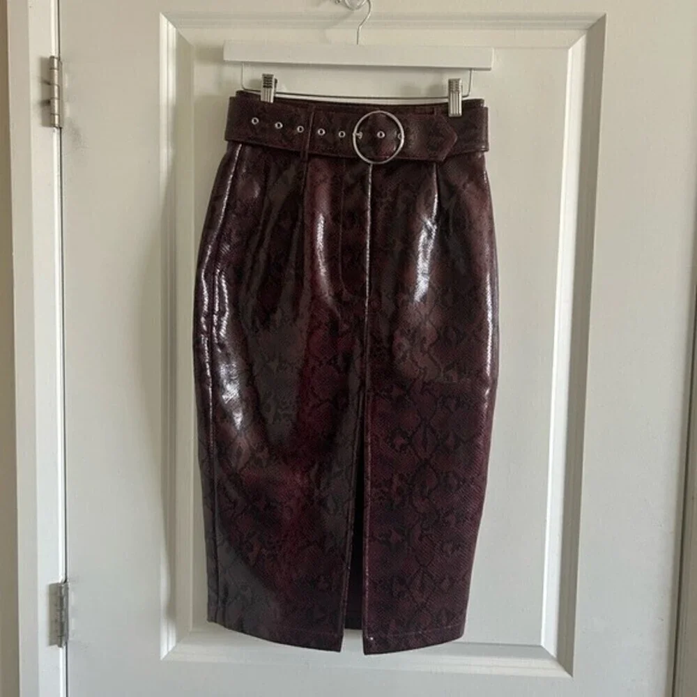ATOIR Self Defined Skirt in Burgundy Python